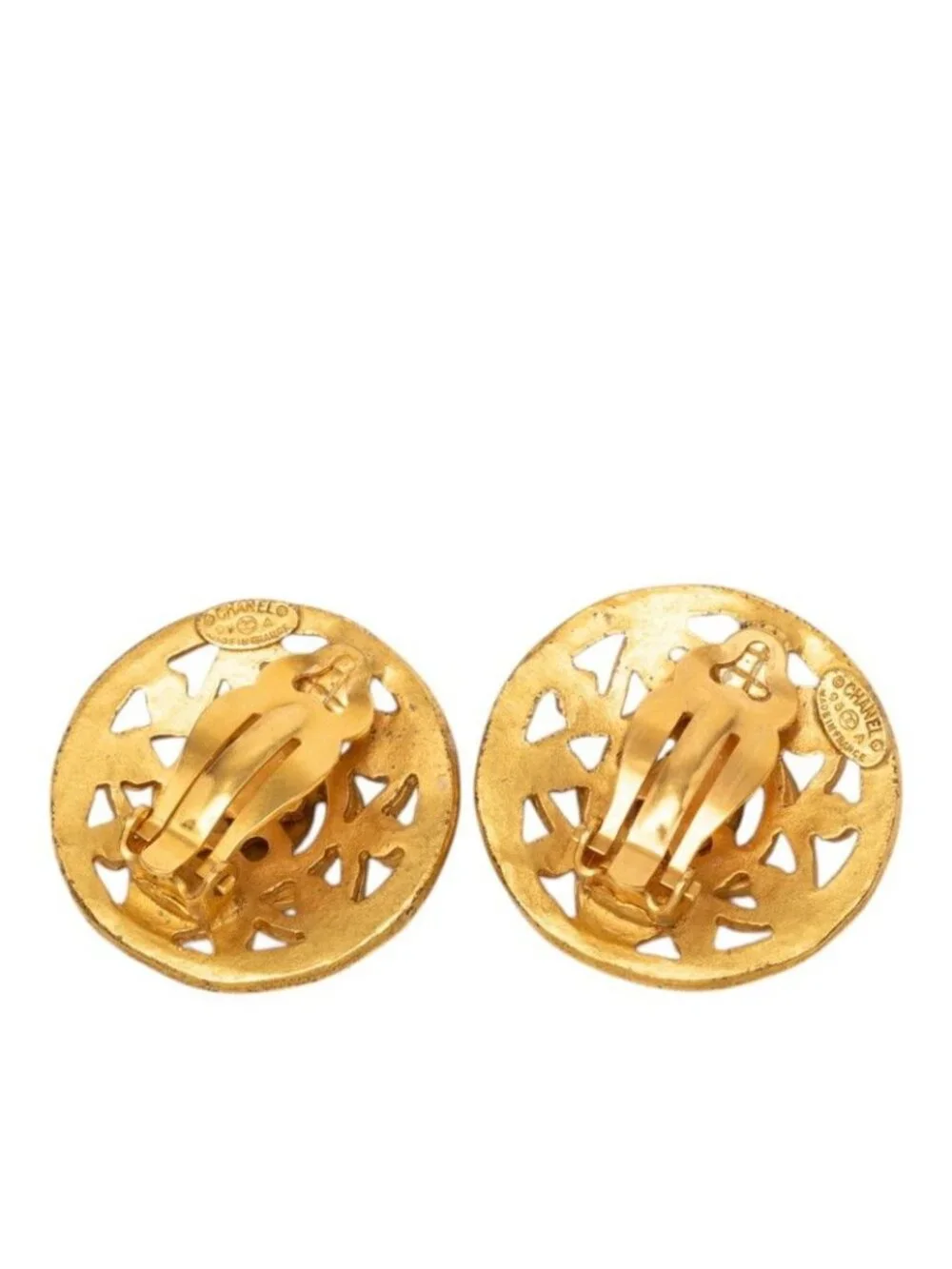 Chanel Vintage CC Logo Earrings Gold Plated